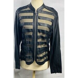 international concepts Women Sexy Faux Leather/mesh See Through Jacket Sz PL